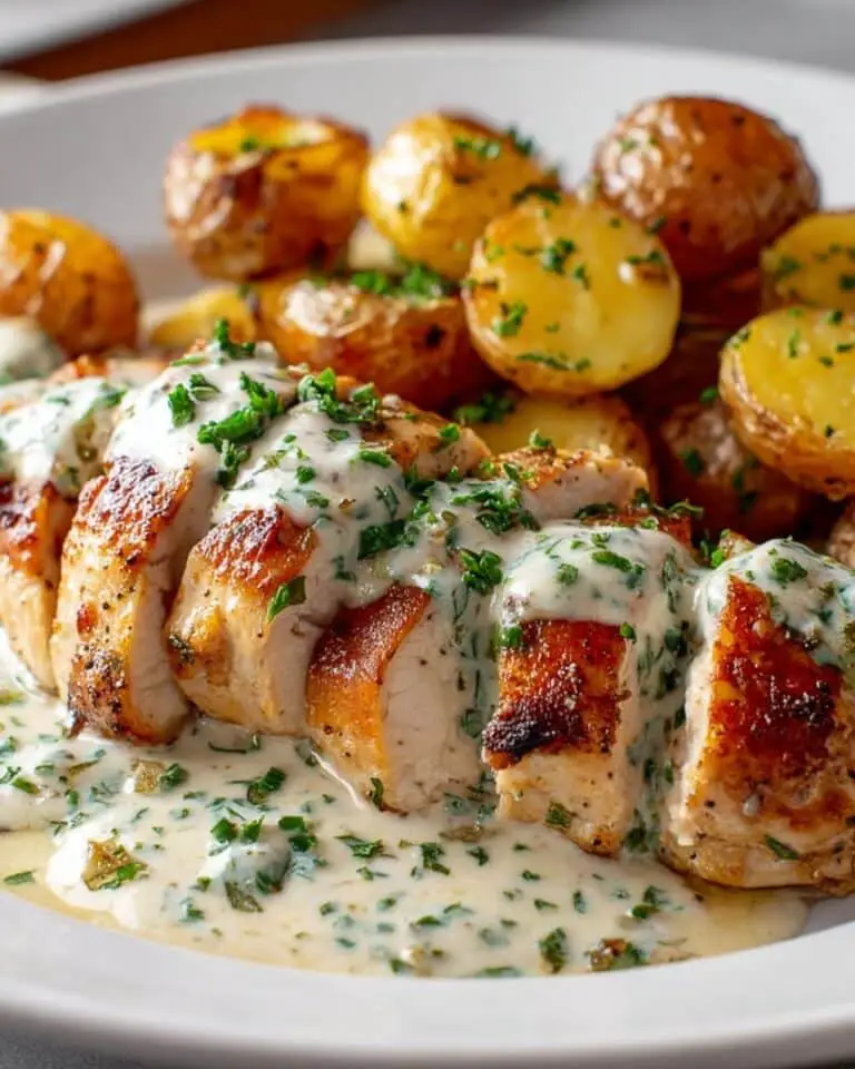 Creamy Garlic Chicken with Roasted Baby Potatoes Recipe