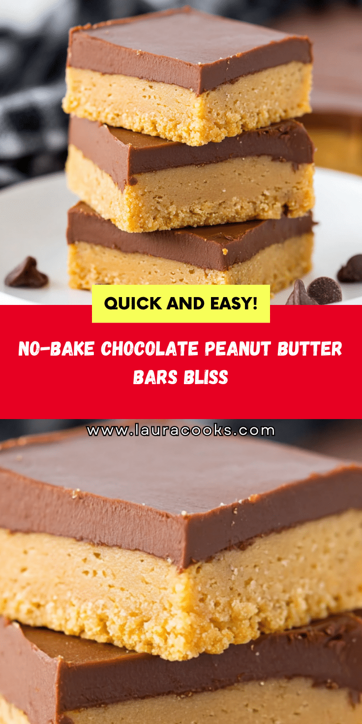 Chocolate Peanut Butter Bars - Easy No Bake Recipe