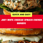 White Cheddar Spinach Chicken Burgers Recipe