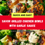 Grilled Chicken & Broccoli Bowls with Creamy Garlic Sauce Recipe