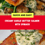 Creamy Garlic Butter Salmon with Spinach & Mushrooms Recipe