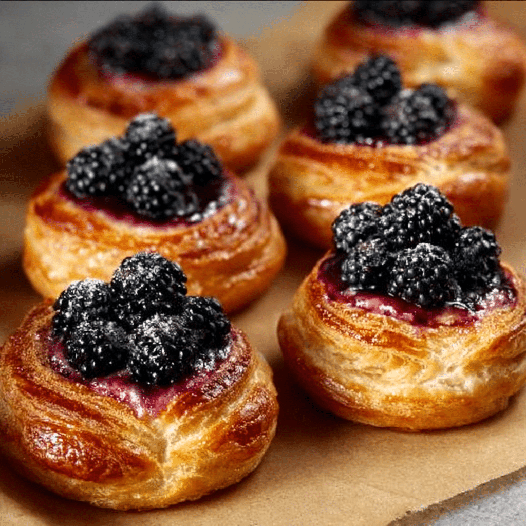Honeyed Brie-Blackberry Puff Pastry Swirls Recipe - Recipe Image