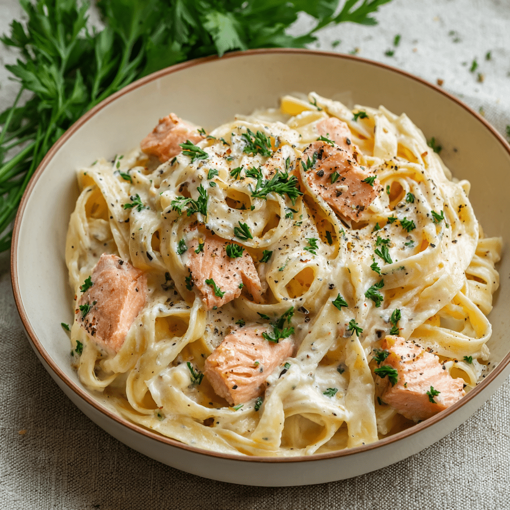 One Pot Creamy Salmon Pasta Recipe - Recipe Image