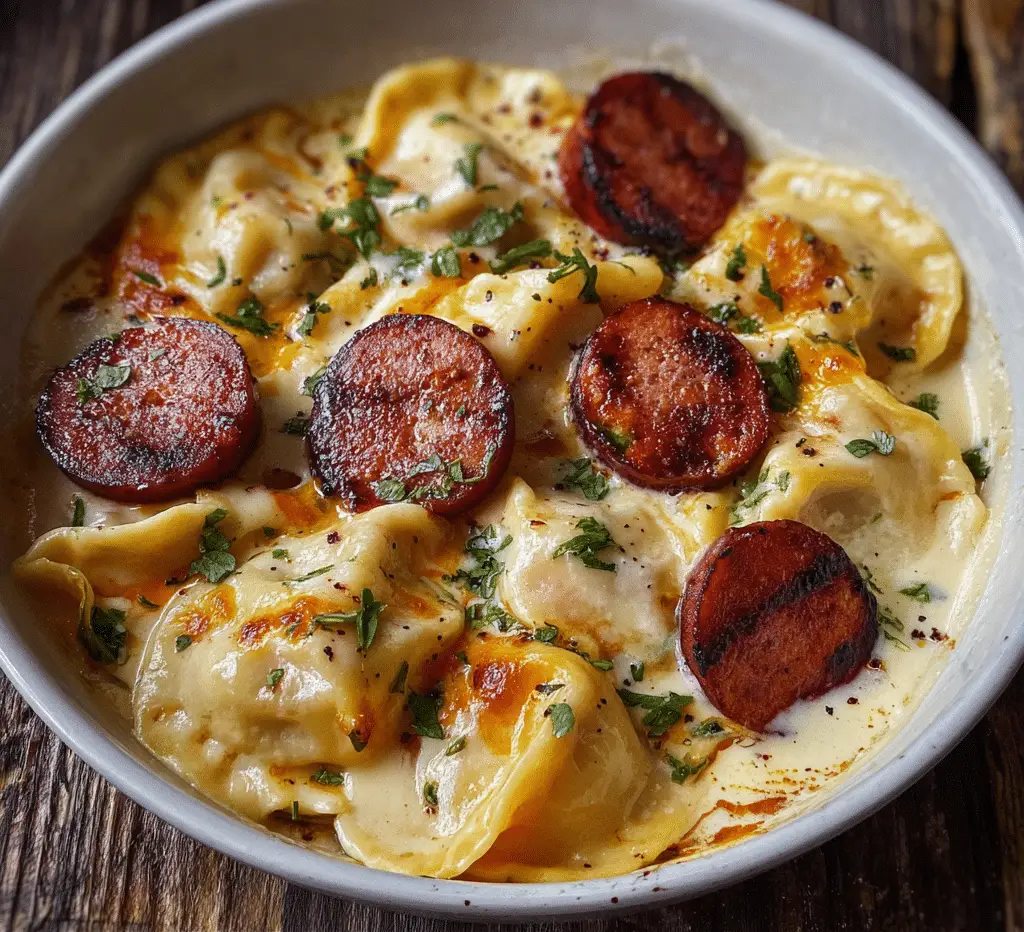 Crock Pot Pierogi and Kielbasa Casserole Recipe 4 Pour the cream cheese mixture into the slow cooker and stir to combine Recipe
