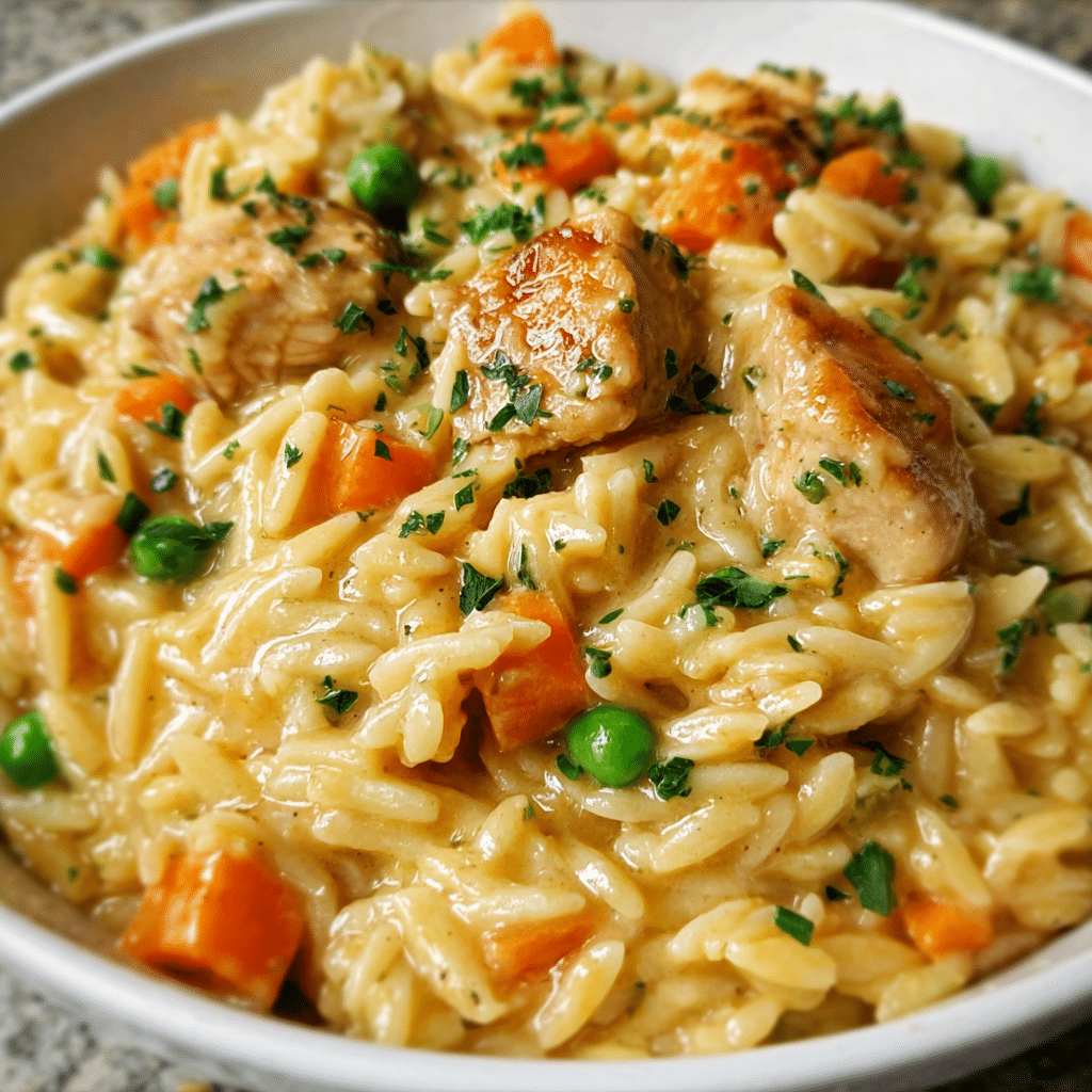 Creamy Chicken Pot Pie Orzo Recipe - Recipe Image