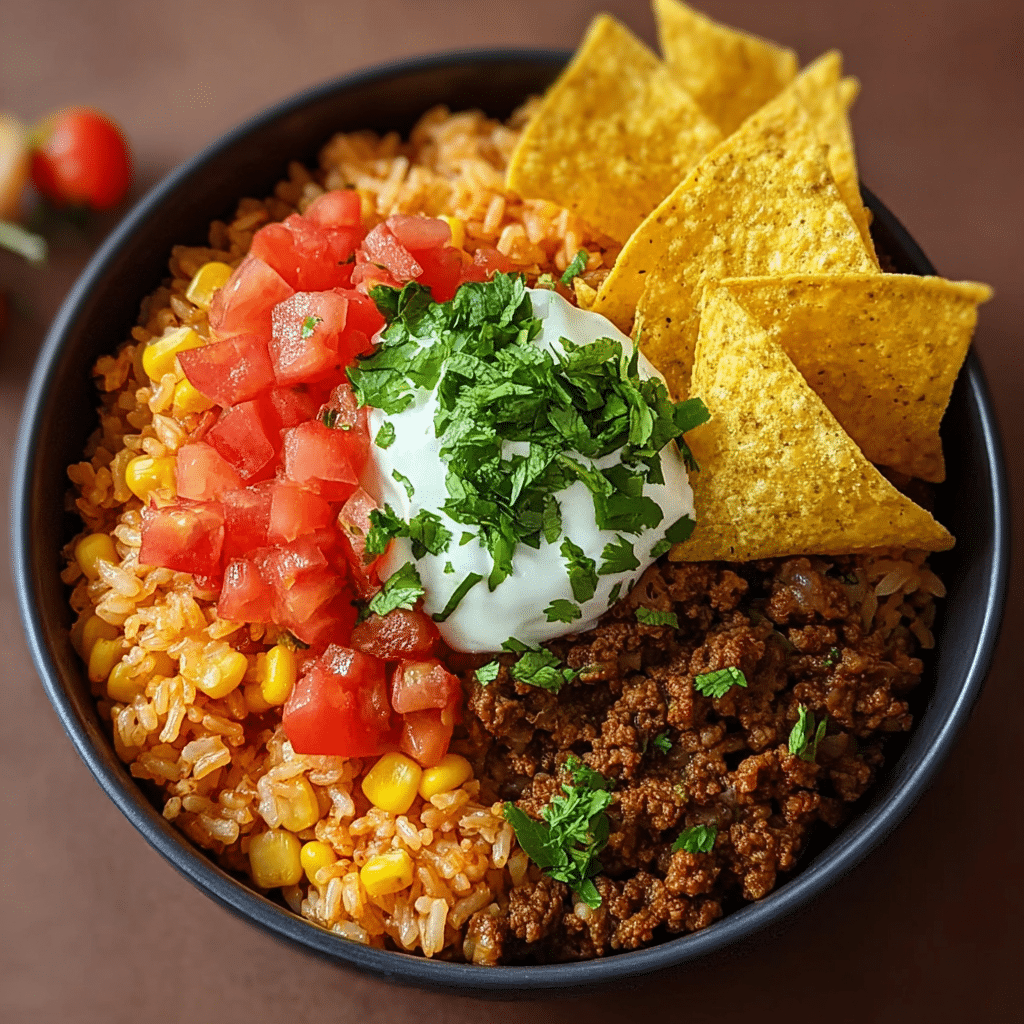 Taco Rice Bowl with Doritos Recipe - Recipe Image