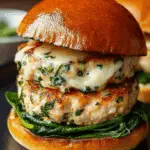 White Cheddar Spinach Chicken Burgers Recipe