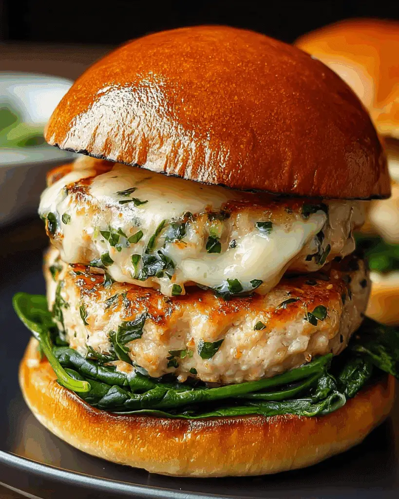 White Cheddar Spinach Chicken Burgers Recipe