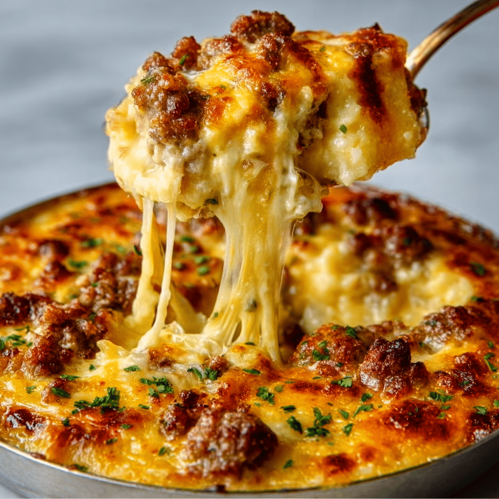 Sausage, Egg and Cream Cheese Hashbrown Casserole Recipe - Recipe Image