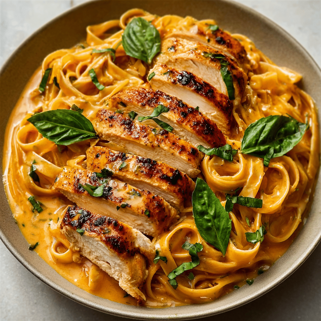Cajun Chicken over Creamy Parmesan Linguine Recipe - Recipe Image