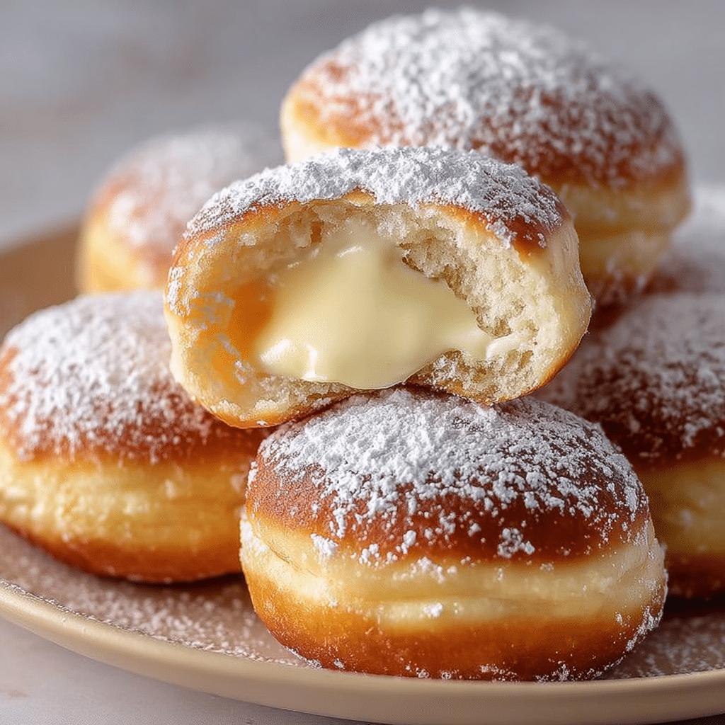 Golden Italian Custard Bomboloni Recipe - Recipe Image