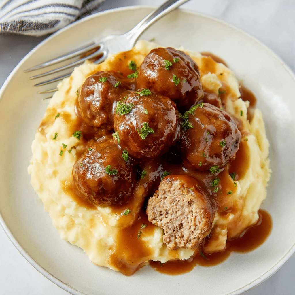 Slow Cooker Salisbury Steak Meatballs Recipe - Recipe Image