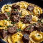 One-Skillet Garlic Butter Steak & Cheese Ravioli Recipe