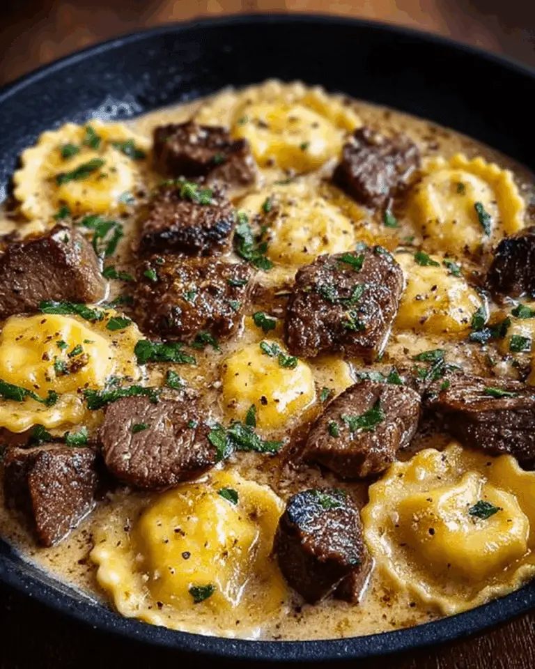 One-Skillet Garlic Butter Steak & Cheese Ravioli Recipe