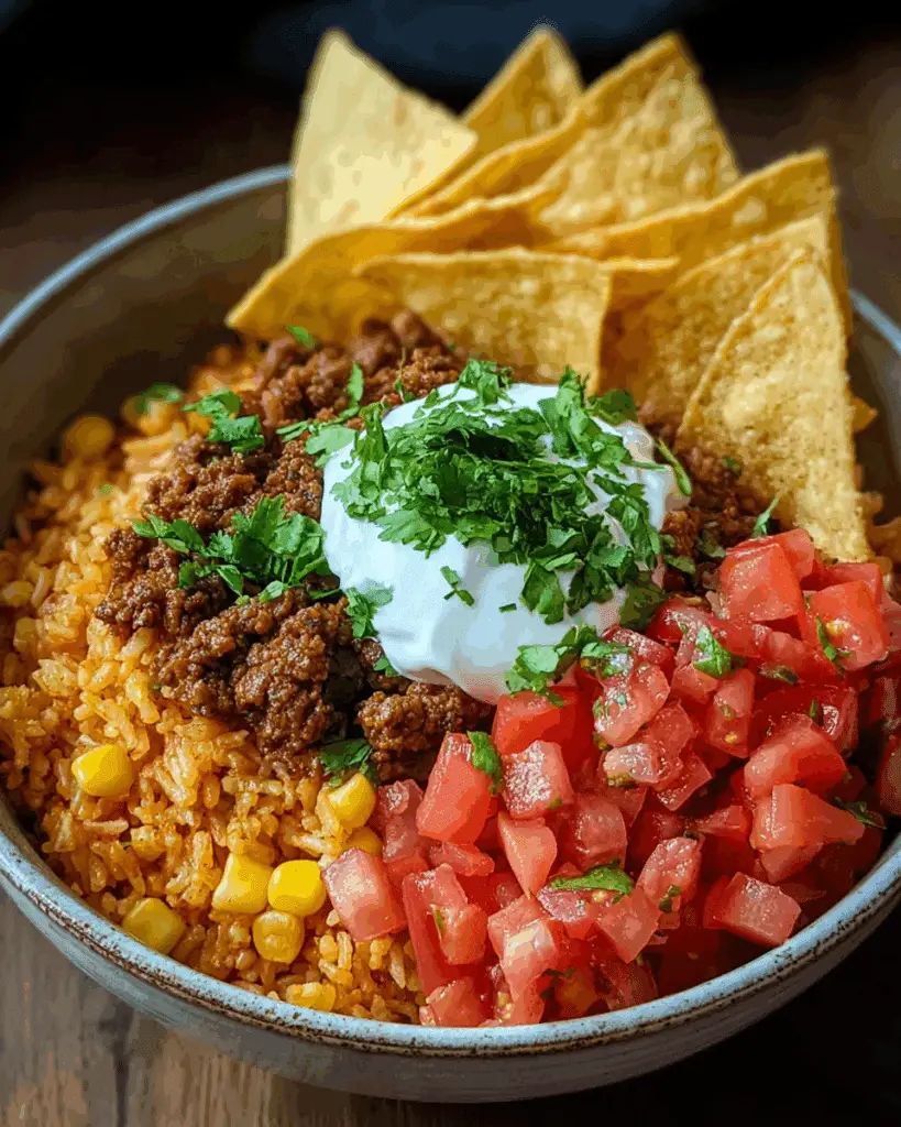 Taco Rice Bowl with Doritos Recipe
