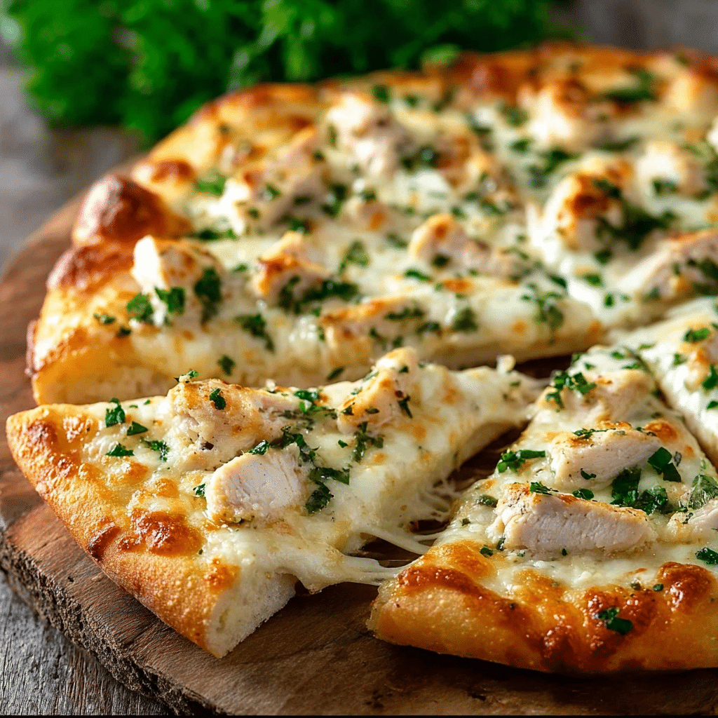 Roasted Garlic White Chicken Pizza Recipe - Recipe Image