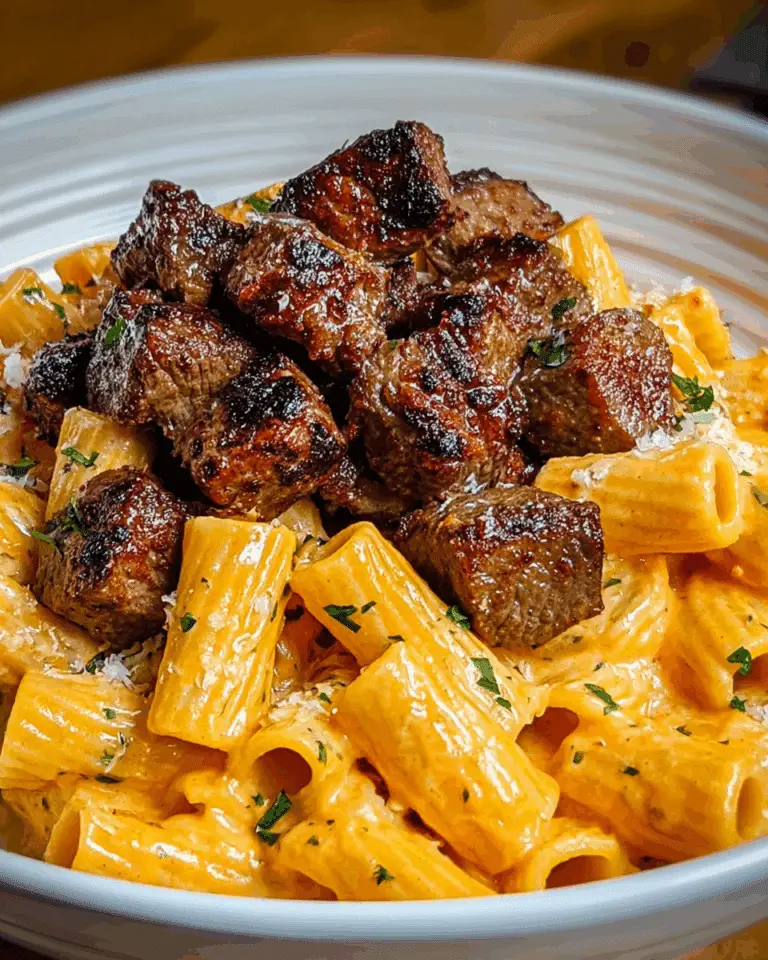 Cajun Steak Tips in Cheesy Rigatoni Parmesan Sauce Recipe