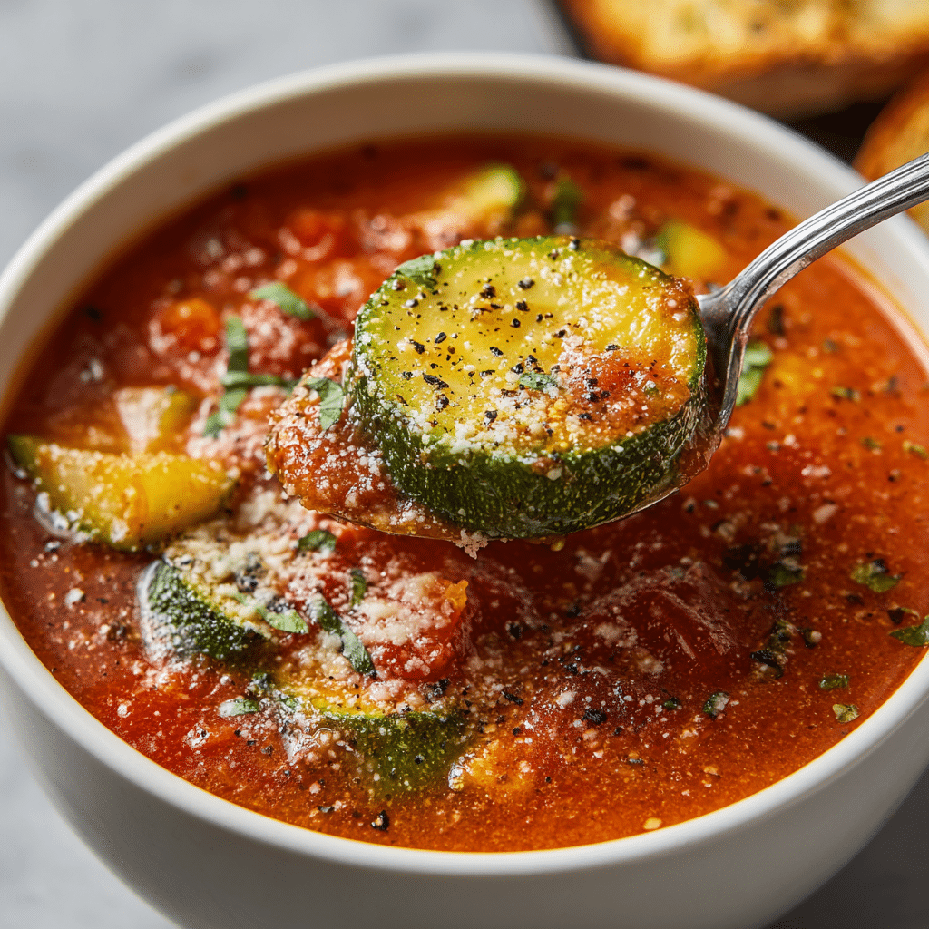 roasted zucchini & tomato soup recipe - Recipe Image