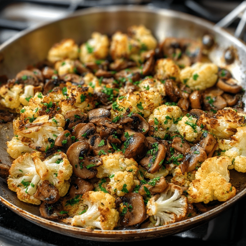 Garlic Cauliflower and Mushrooms Recipe - Recipe Image