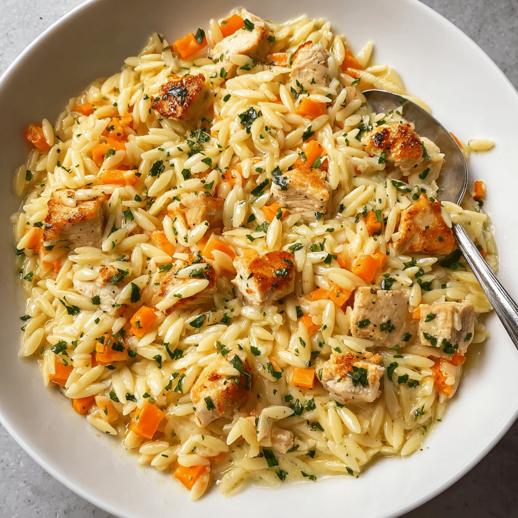 COZY & CREAMY CHICKEN POT PIE ORZO Recipe - Recipe Image