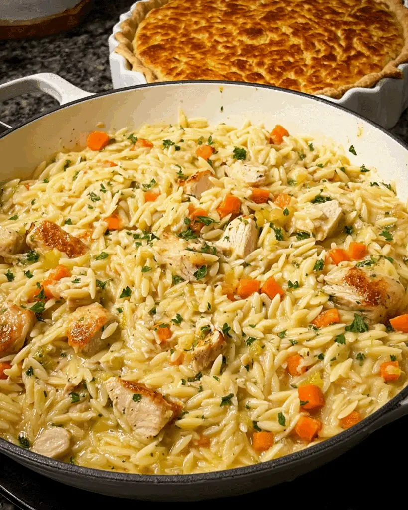 COZY & CREAMY CHICKEN POT PIE ORZO Recipe