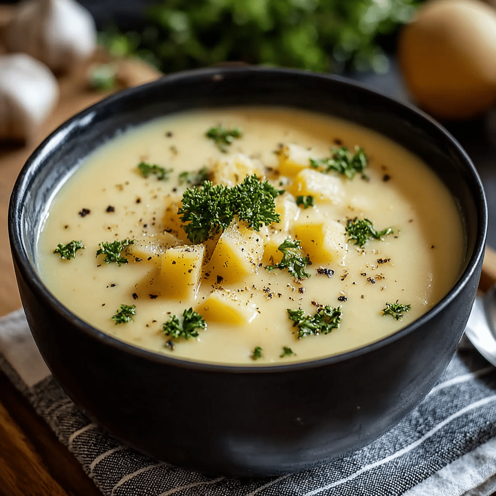 Cheddar Garlic Herb Potato Soup Recipe - Recipe Image