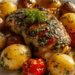 Easy Garlic Herb Roasted Chicken with Baby Potatoes Recipe