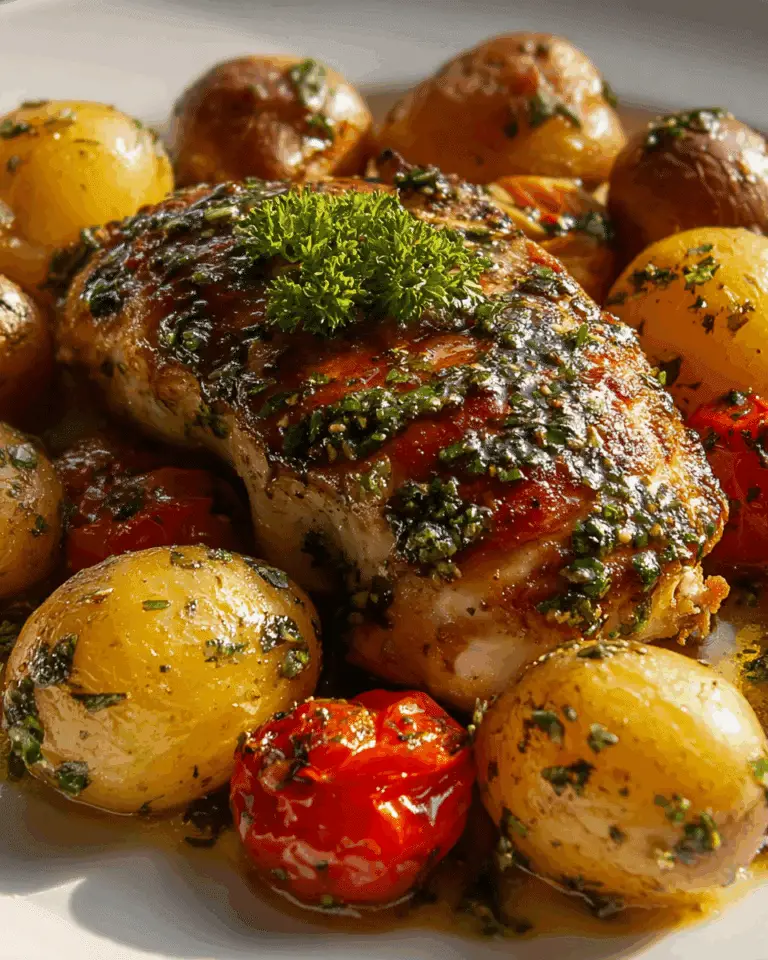 Easy Garlic Herb Roasted Chicken with Baby Potatoes Recipe