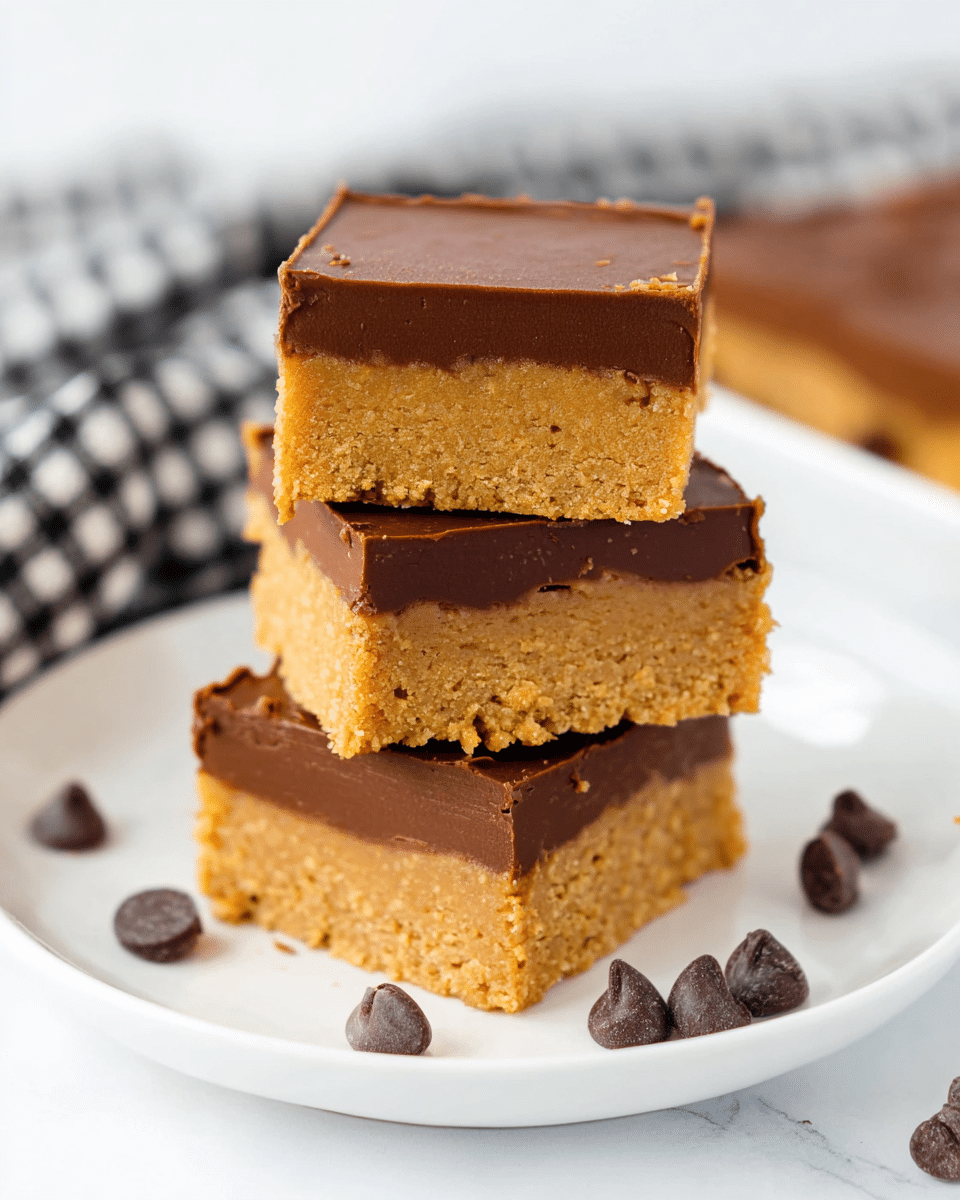 Chocolate Peanut Butter Bars - Easy No Bake Recipe