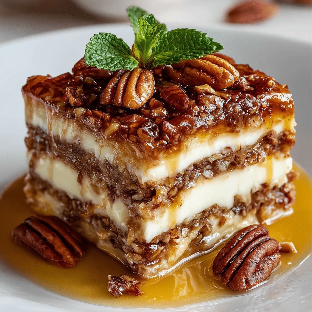 THE BEST PECAN PIE LASAGNA RECIPE - Recipe Image