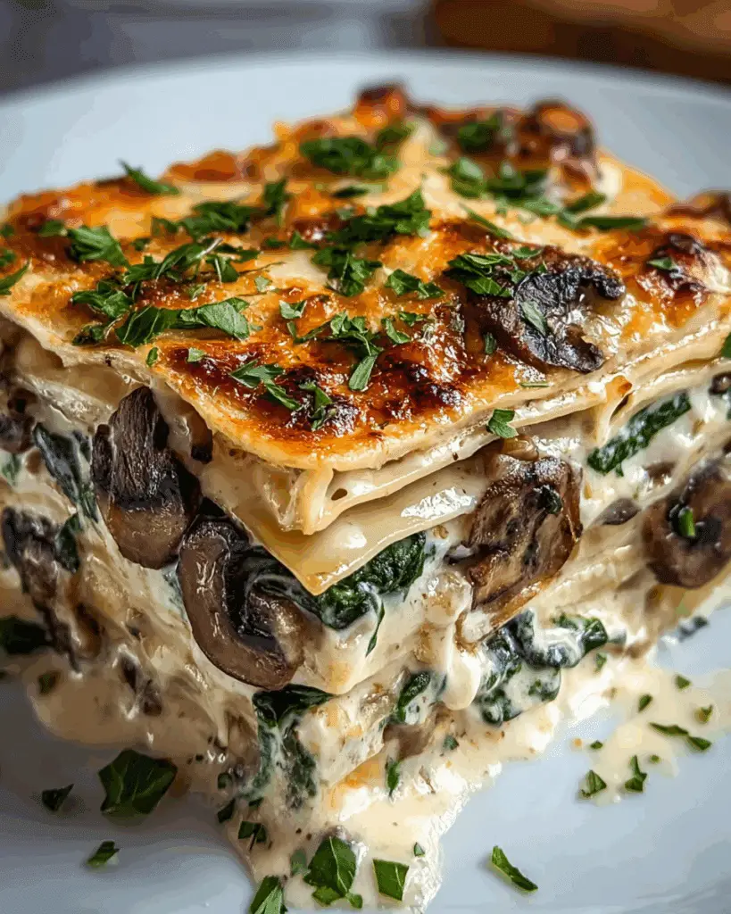 EASY CREAMY SPINACH MUSHROOM LASAGNA Recipe