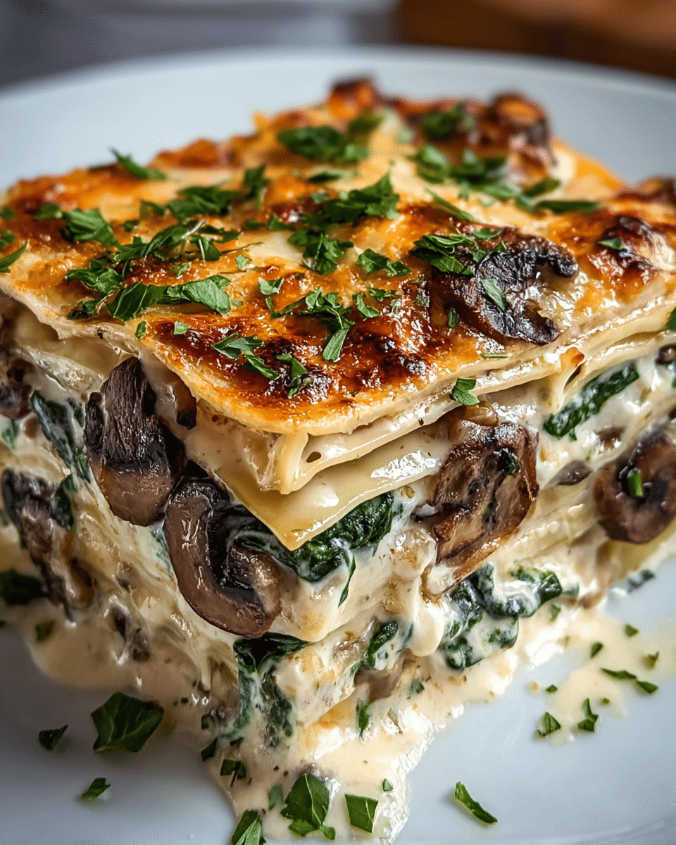 EASY CREAMY SPINACH MUSHROOM LASAGNA Recipe