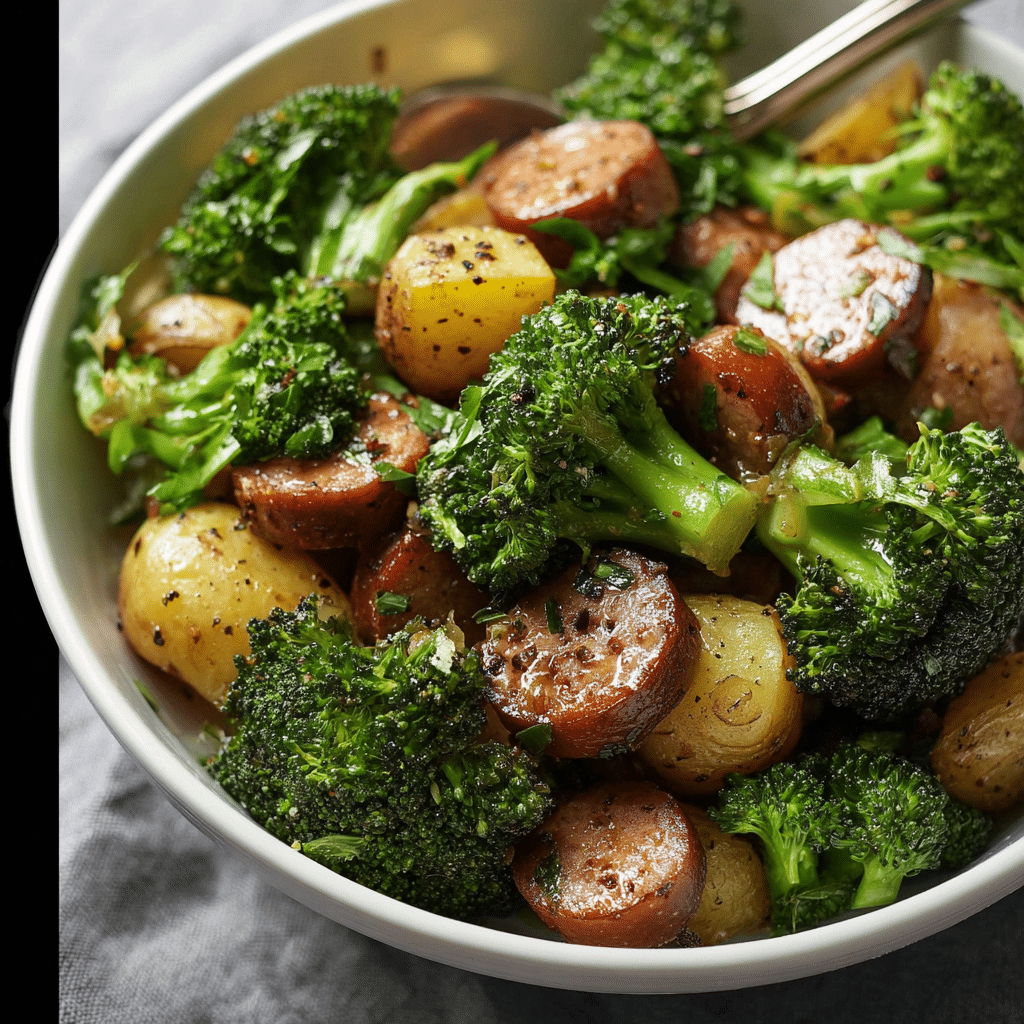 Sheet Pan Honey Garlic Kielbasa, Potatoes, and Broccoli Recipe - Recipe Image