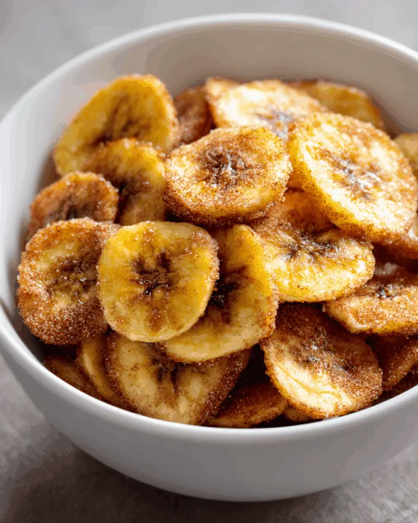 Cinnamon-Sugar Air Fryer Banana Chips : Sweet Snack Recipe