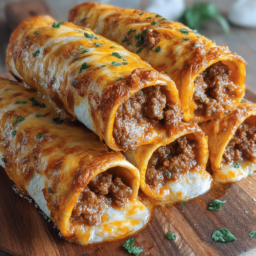Crispy Beef & Cheese Chimichangas Recipe - Recipe Image