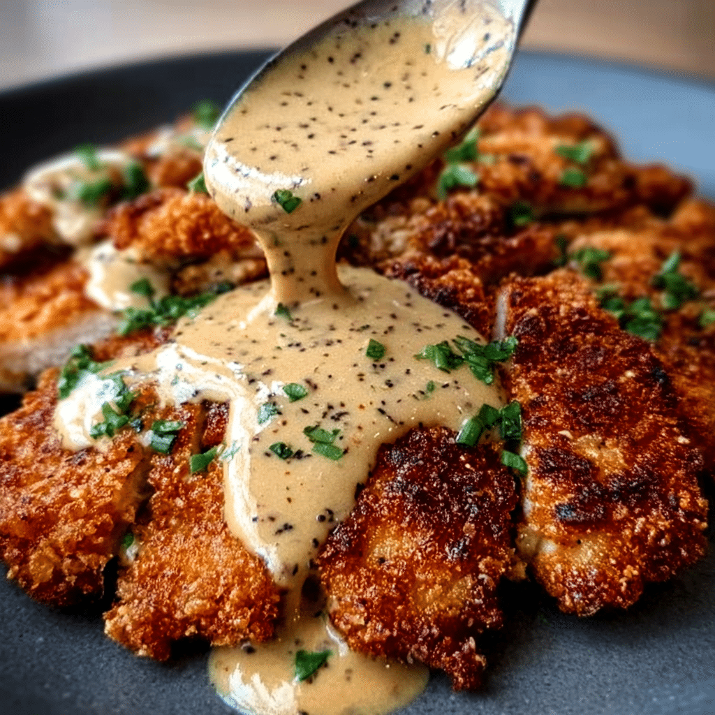 Parmesan Crusted Chicken with Creamy Garlic Sauce Recipe - Recipe Image