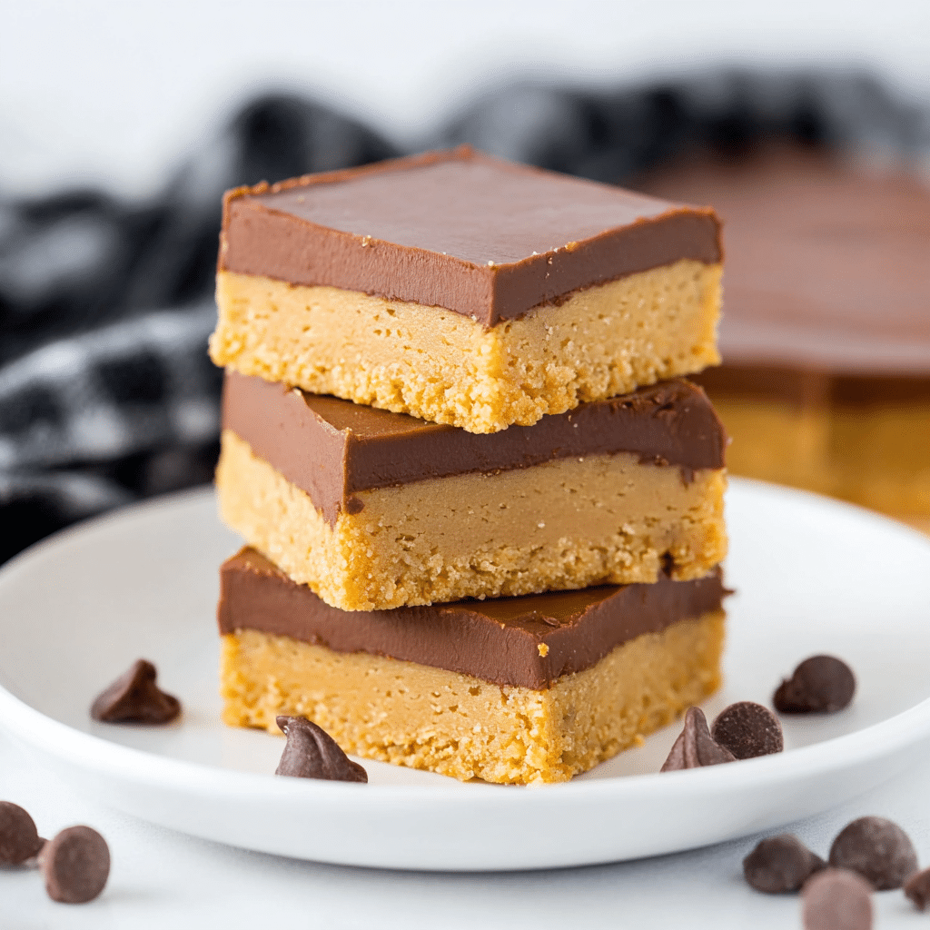 Chocolate Peanut Butter Bars (No Bake Recipe) Recipe - Recipe Image