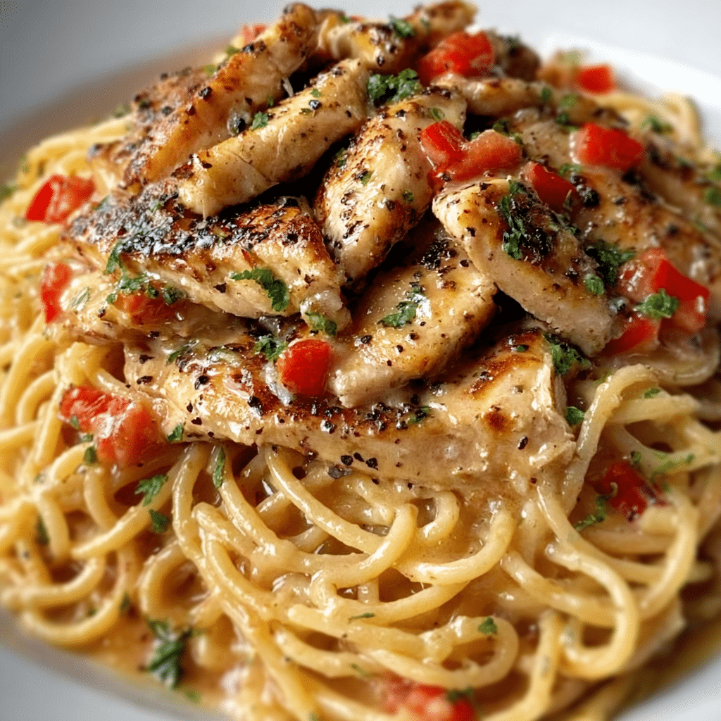 Cajun Chicken over Creamy Parmesan Linguine Recipe - Recipe Image