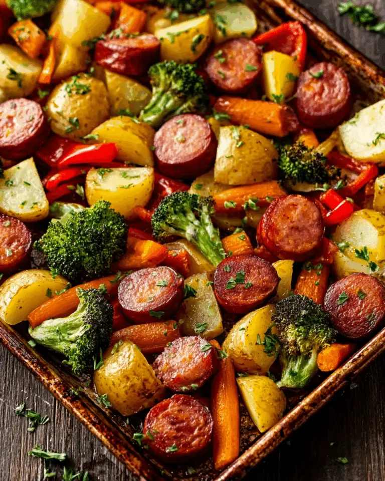 Sheet Pan Honey Garlic Kielbasa, Potatoes, and Broccoli Recipe