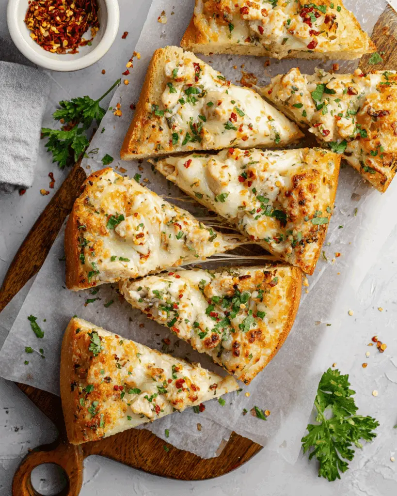 This chicken Alfredo garlic bread Recipe