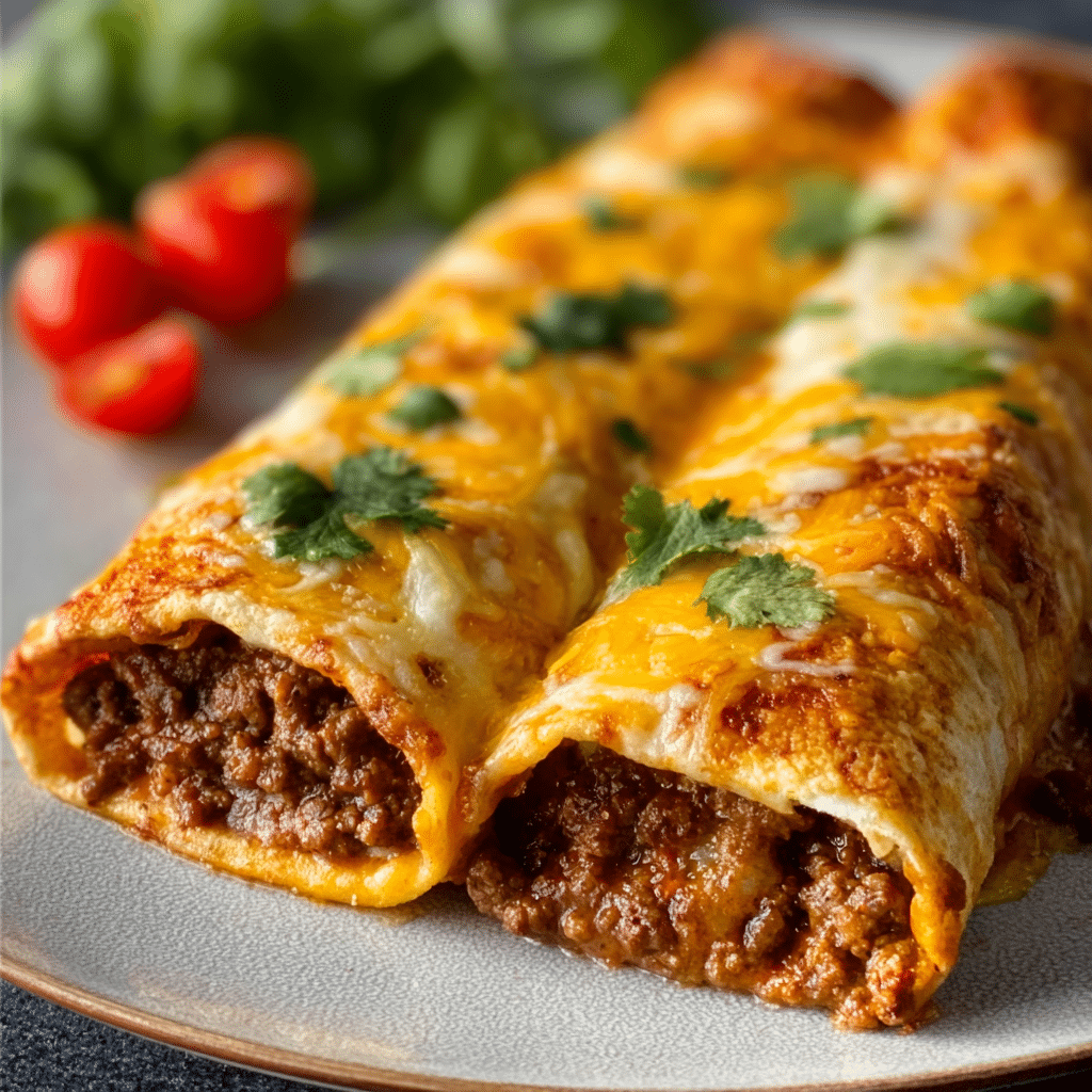 Crispy Beef & Cheese Chimichangas Recipe - Recipe Image