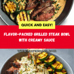 Grilled Steak Bowl with Creamy Sauce & Grilled Zucchini Recipe