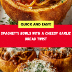 spaghetti garlic bread bowls Recipe