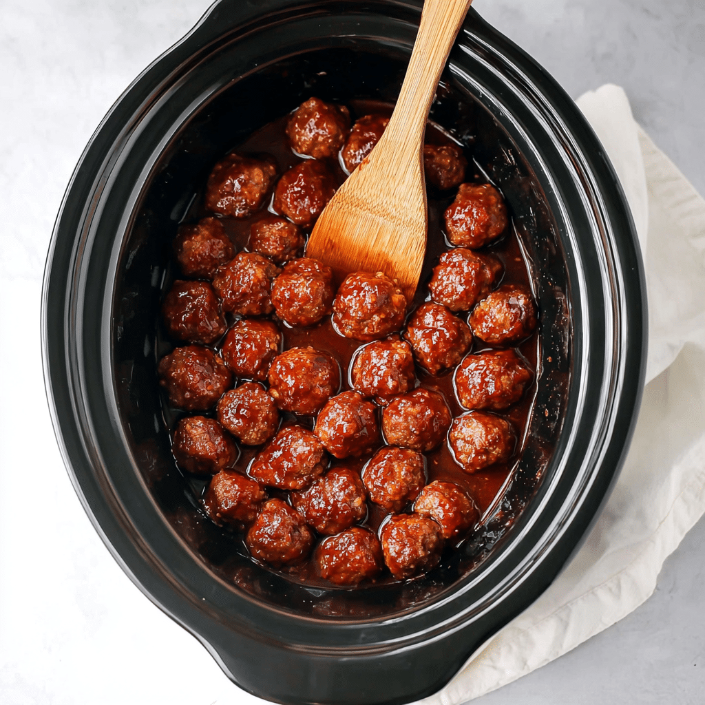Sweet and Spicy Slow Cooker Meatballs Recipe - Recipe Image
