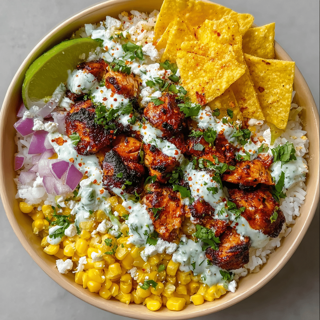 treet corn chicken rice bowl recipe - Recipe Image
