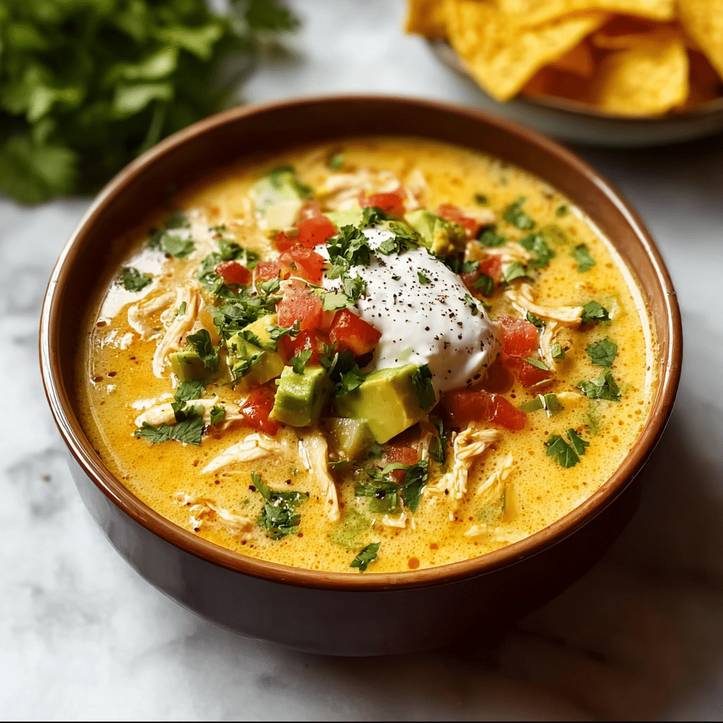 Easy CREAMY CHICKEN TORTILLA SOUP RECIPE - Recipe Image