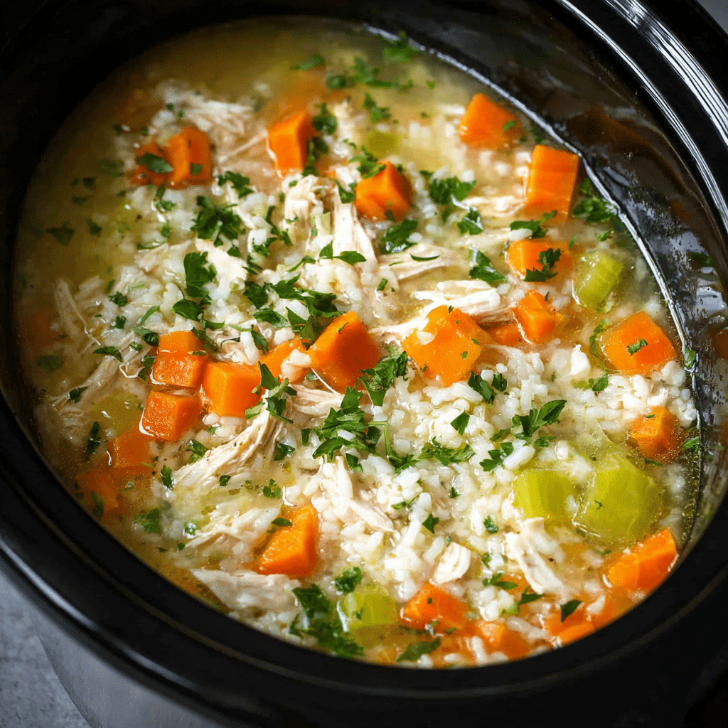 Slow Cooker Chicken and Rice Soup Recipe - Recipe Image