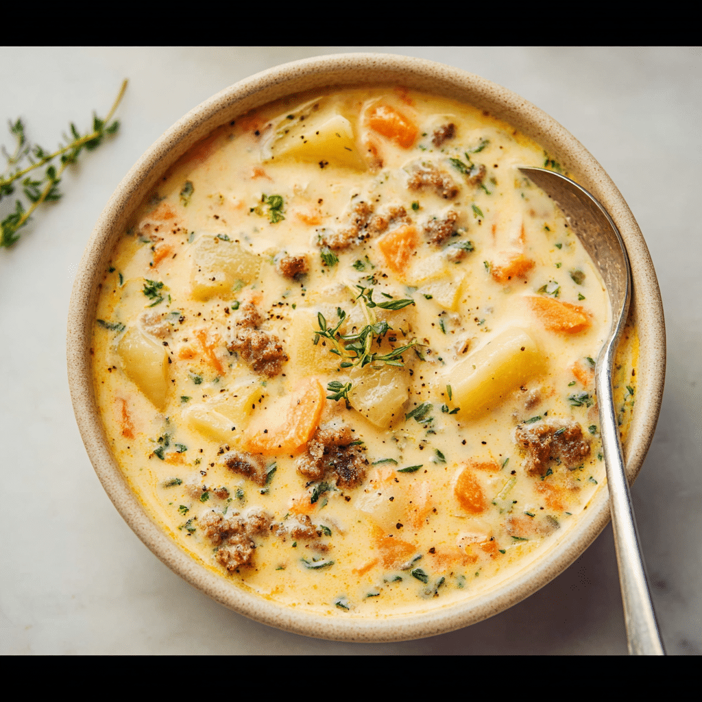 Warm Sausage Potato Soup Recipe - Recipe Image