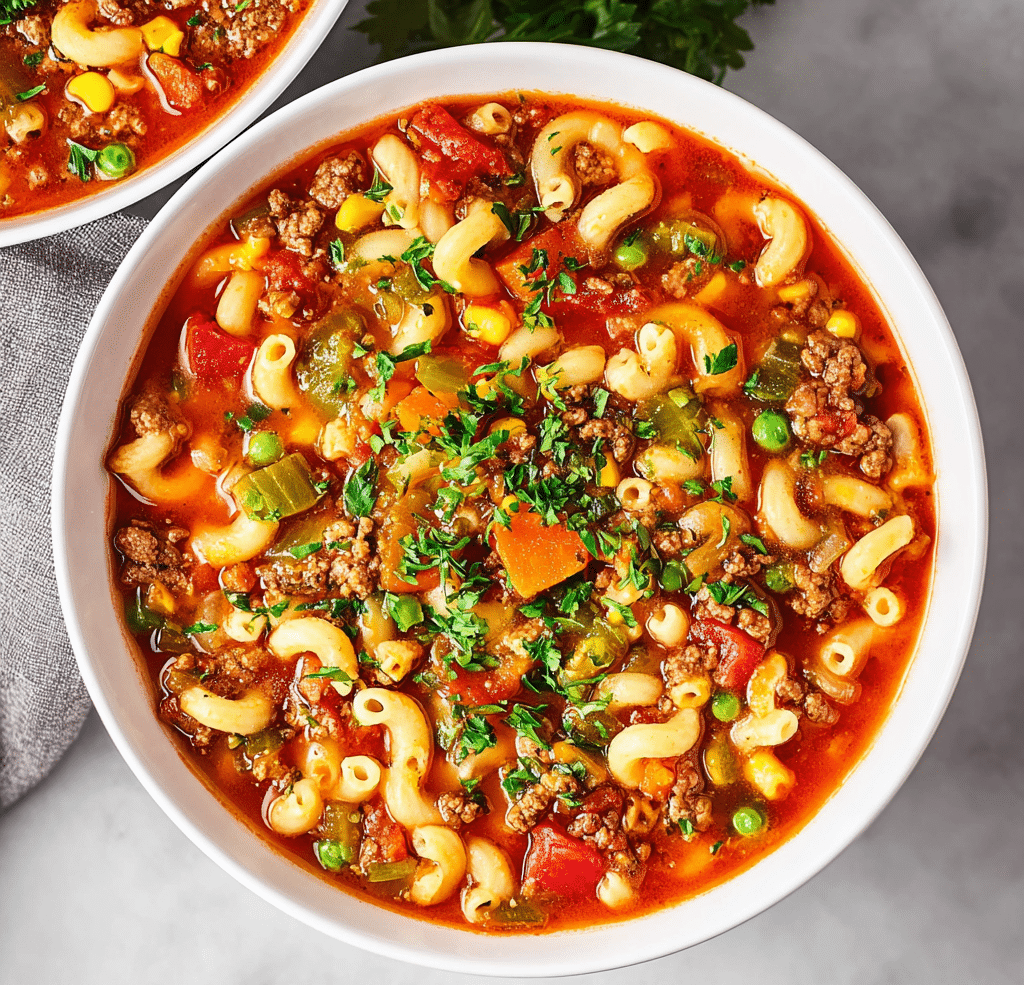 Hamburger Macaroni Soup Recipe