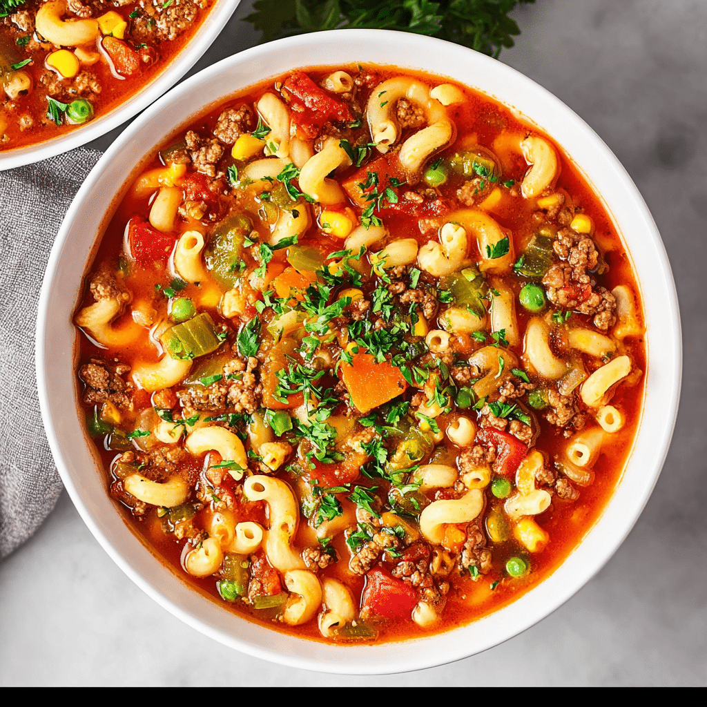 Hamburger Macaroni Soup Recipe - Recipe Image